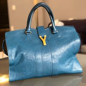 YSL blue sheapskin medium Cabas Chyc Tote